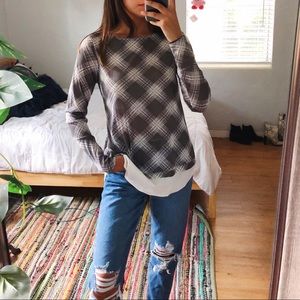 NWT the limited sheer plaid mesh tunic blouse